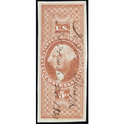 R89a, Used $5 Superb GEM Imperforate Conveyance - Stuart Katz