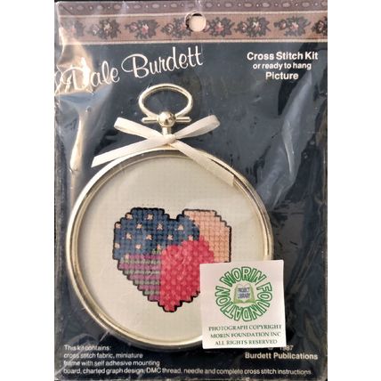 1987 PATCHWORK HEART DALE BURDETT CROSS STITCH KIT OR READY TO HANG PICTURE