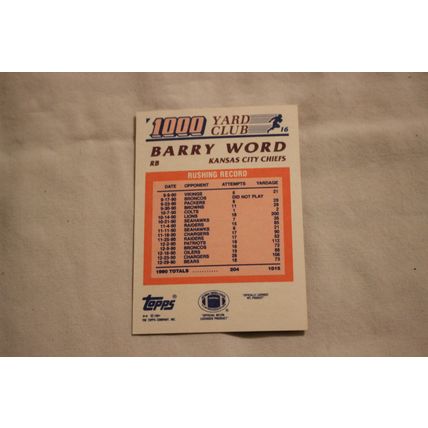Barry Wood 1991 Topps 100 YARD CLUB NO. 16