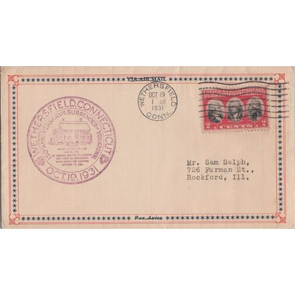 ZAYIX US Planty 703-1 FDC 1st Wethersfield Chamber star border 113022SM29