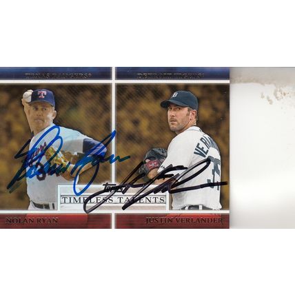 NOLAN RYAN & JUSTIN VERLANDER AUTO 2012 RANGERS & TIGERS HOF TIMELESS TALENTS