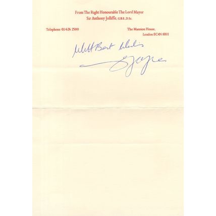 Anthony Jolliffe London Mayor & Dorset Hand Signed Autograph