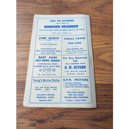 1961/62 Romford v Gravesend & Northfleet - Southern League ** FREE P&P **
