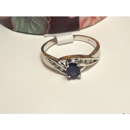 Estate 1/2ctw Natural Blue Sapphire & Diamond channel twist 14Kt WG Ring #20085