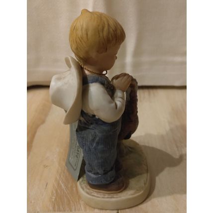 Denim Days By Homco Vintage 1985 Porcelain Figurine Boy A Time For Thanks
