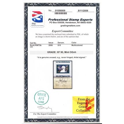 RW73b, Mint NH XF $15 Duck - PSE Graded 90 Certificate SMQ $150 - Stuart Katz