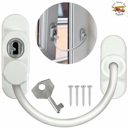 White Window Door Restrictor Safety Locking UPVC Child Baby Security Wire Cable