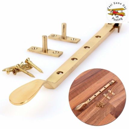 SOLID BRASS VICTORIAN 10" WINDOW CASEMENT STAY Polished Spoon Arm Catch Fastener