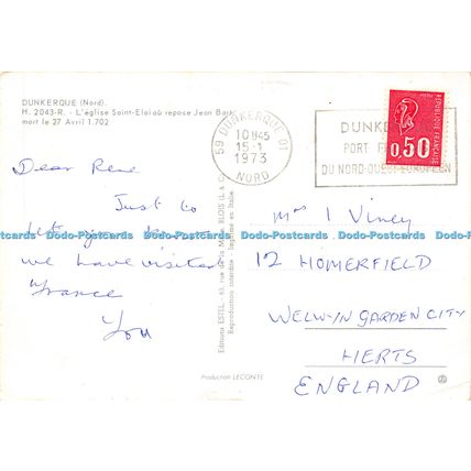 D025260 Dunkerque. Nord. LEglise Saint Eloi ou repose Jean Bart. Leconte. Estel.