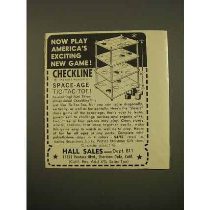 1961 Hall Sales Checkline Game Advertisement - Americas exciting new game!