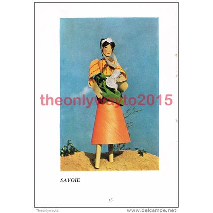 Lyonnais (front), Savoie (back), Paper Doll Costumes, Book Illustration, 1944
