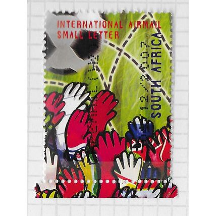 AFRICA SOUTH 2007 FIFA WORLD CUP 2010 HANDS PUSHING FOOTBALL UP KEEPIE USED