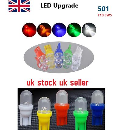 2 x 501 T10 Led Side Light Bulbs Green Red Blue Amber White Interior Car Wedge..