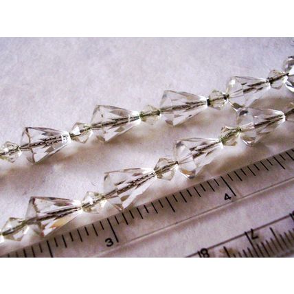 Vintage Necklace Cone Glass Beads on Fine Chain Austrian Crystal (1 Spacer loss)