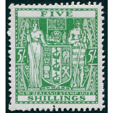 New Zealand 1940 5s green Postal Fiscal SGF195 unused