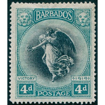 Barbados 1920 4d black & blue-green Victory SG207 unused