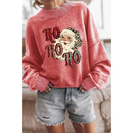 Red HO HO HO Santa Claus Graphic Sweatshirt