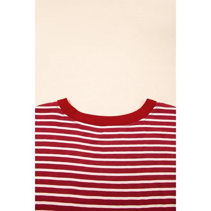 Red Stripe Chest Pocket Patch Round Neck Tank Top
