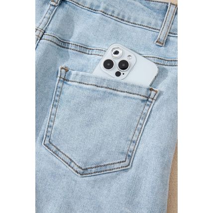 Beau Blue High Rise Distressed Raw Hem Denim Shorts