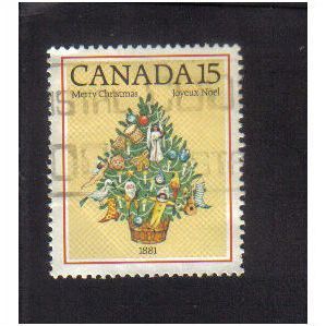 1981 canada christmas tree 1881 15c f/u sg1024