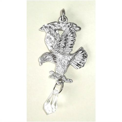 Pendant eagle with cut glass facet briolette 2.75 inch unisex costume jewelry