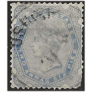 India 1900 SG118 2a6p Ultramarine (faded) Good/Fine Used . ..