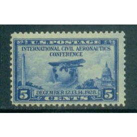 650 5c Globe and Airplane Just Clears MNH T0097