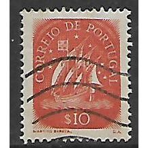 PORTUGAL 1943 CARAVEL 10c BROWN SG 943 FINE USED#2
