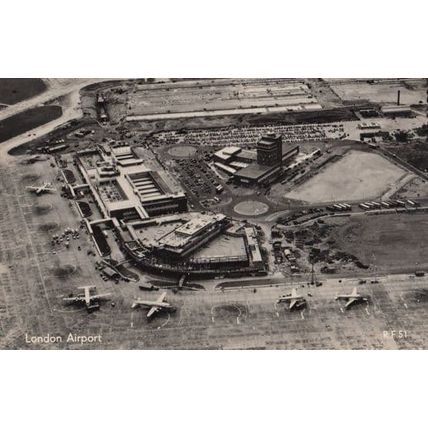 London Airport Runway Vintage Aerial Birds Eye Real Photo Postcard