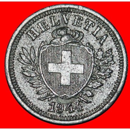 Ⰶ HAT ON THE SHIELD: SWITZERLAND★ 1 RAPPEN 1944B! WAR ISSUE★LOW START★NO RESERVE