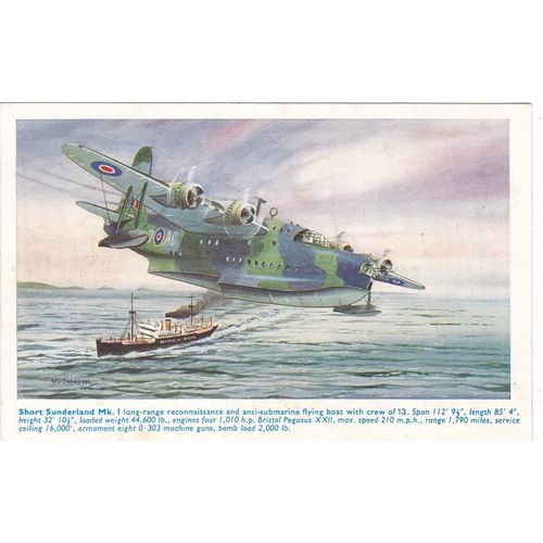 A.F.D Bannister Short Sunderland Mk I Military Aircraft Postcard (AM2256)