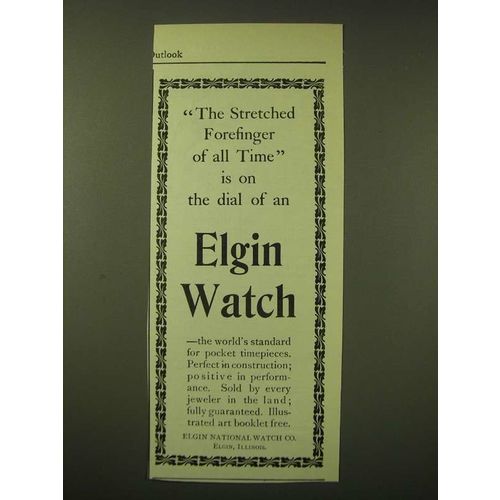 1902 Elgin Watch Ad - The stretched forefinger of all time is on the dial