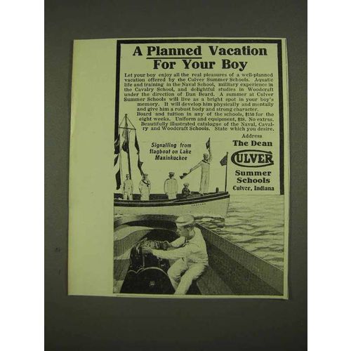 1913 Culver Summer Schools Ad - Planned Vacation