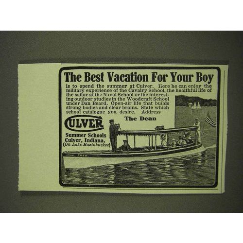 1913 Culver Summer Schools Ad - Vacation For Your Boy