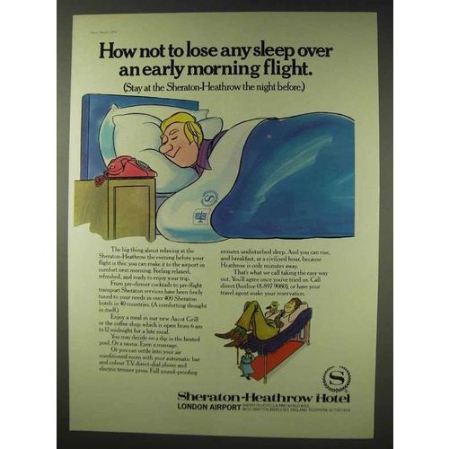 1978 Sheraton-Heathrow Hotel Ad - Not to Lose Sleep