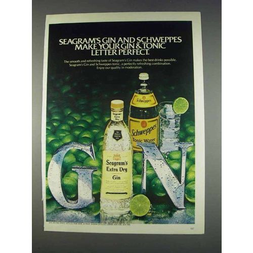 1982 Seagram's Extra Dry Gin Ad - Schweppes Tonic