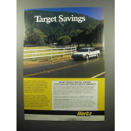 1989 Hertz Rent a Car Ad - Target Savings