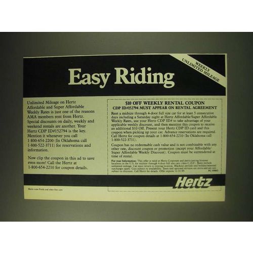1989 Hertz Rent-a-Car Ad - Easy Riding