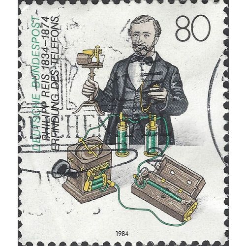 GERMANY, Philipp Reis, 1834-74, Telephone, white 1984, 80pf