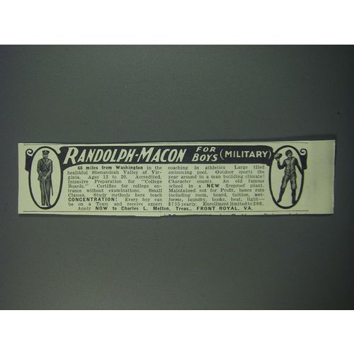 1930 Randolph-Macon for Boys (Military) Ad - 68 miles from Washington