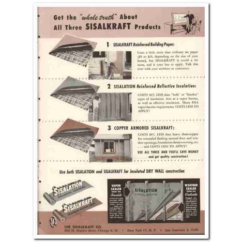 Sisalkraft Company 1948 Vintage Catalog Insulation Home Building Paper