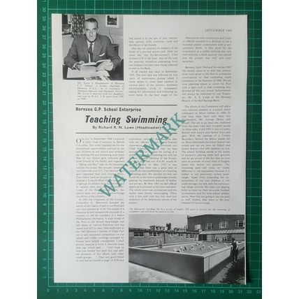 (49) Hornsea CP School Richard RN Lowe Headmaster Swimming Pool - 1966 Article