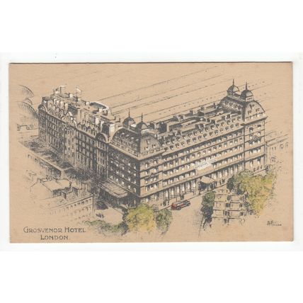 Grosvenor Hotel London Art Postcard