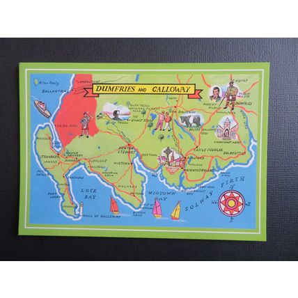 Dumfries & Galloway, Scotland Map Postcard
