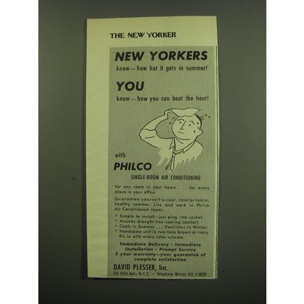1949 Philco Single-Room Air Conditioning Ad - New Yorkers know how hot it gets