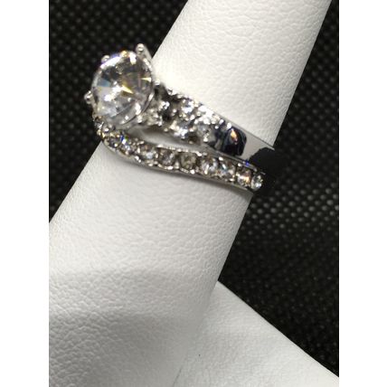 Ring Set Wedding Engagement Solitaire Band Rhinestone #194 #175 USA Seller