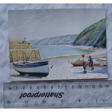 Vintage Postcard Clovelly Bay Cornwall, by Herbert Truman