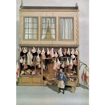 Victorian Butchers Shop Model London Museum Postcard