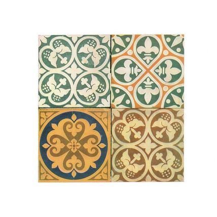 Group Of Four Encaustic Victorian Tiles Staffordshire Museum Postcard
