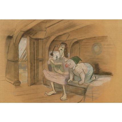 Peter Pan Captain Book Reading Book Spectacles Walt Disney Postcard